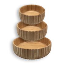 Kit 3 Bowls Canelados De Bambu Tamanho P M G