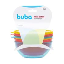 Kit 3 Bowls com Tampa 300ml Coloridos Livre BPA Buba