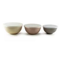 Kit 3 Bowls Com Tampas Fibra de Bambu Cores Sortidas Lyor