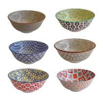 Kit 3 Bowls Cumbucas Tigelas de Bambu Sopas Caldo 600ml Cerâmica
