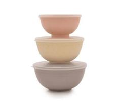 Kit 3 Bowls Cumbucas Tigelas de Bambu Sopas Caldos Com Tampa de Plástico 800ml, 600ml e 400ml Lyor