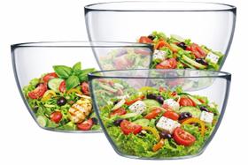 Kit 3 Bowls De Vidro P M G Transparente Para Cozinha E Mesa Tigela para Salada Sobremesa Cozinha
