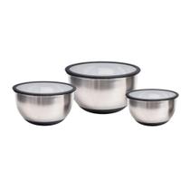 Kit 3 Bowls/Tigelas em Inox com Tampas 1,5/3/5 Litros Kenya