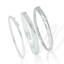 Kit 3 Bracelete Pulseira Largo 21 Cm Feminino Prata Legítima Kit 3 Bracelete Pulseira Largo 21 Cm Feminino Prata Legítima