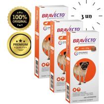 kit 3 Bravecto Antipulgas e Carrapatos Cães 4,5 a 10kg 250mg