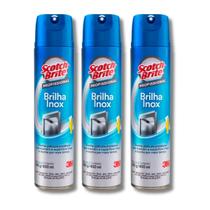 Kit 3 Brilha Inox Scotch-Brite Limpeza Profissional 400ml 3M