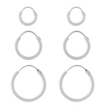 Kit 3 Brincos Argola 10mm 14mm 18mm Unissex De Prata 925