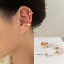 Kit 3 Brincos Clipe Conjunto Delicado Feminino Ear C/furo