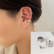 Kit 3 Brincos Piercings Clipe Conjunto Delicado Feminino Ear Com Furo