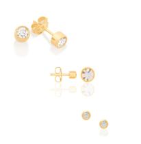 Kit 3 Brincos Rommanel Banhado Ouro 18k Ponto de Luz 520185-523172-523018