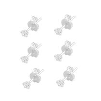 Kit 3 Brincos Zircônia 3mm Feminino De Prata 925 Kit 3 Brincos Zircônia 3mm Feminino De Prata 925