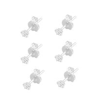 Kit 3 Brincos Zircônia 3mm Feminino De Prata 925