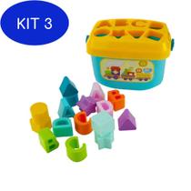 Kit 3 Brinquedo Educativo Didático Encaixe Bloco Bebe