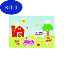 Kit 3 Brinquedo Educativo Quadro Infantil Animais Na Fazenda - Babebi