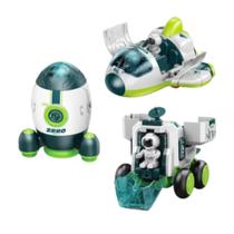 Kit 3 Brinquedo Foguete Carro Nave Espacial Astronauta Lunar