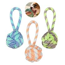 Kit 3 Brinquedo Interativo Mordedor de Corda Pet Cachorro Cães Colorido