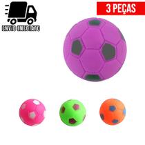 Kit 3 Brinquedo para Cachorro Mordedor Bolinha de Futebol Borracha Pet Cães com Apito