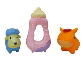 Kit 3 Brinquedos Bebê Chocalho Resistente Mordedor Infantil Kit 3 Brinquedos Bebê Chocalho Resistente Mordedor Infantil