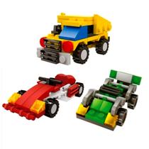 Kit 3 Brinquedos Bloco Montar 2em1 F1 Kart Caminhão