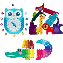Kit 3 Brinquedos Pedagógicos Coordenação Raciocínio +4 Anos