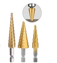 Kit 3 Broca Escalonada Espiral Aço Ferro Metal Jogo Completo