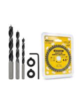 Kit 3 Brocas Cavilhas e Disco Serra Circular 4.5 Madeira Mdf carpinteiro marcenaria profissional novo Kit 3 Brocas Cavilhas e Disco Serra Circular 4.5 Madeira Mdf carpinteiro marcenaria profissional novo