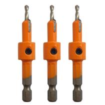 Kit 3 Brocas Escareador 3Mm X 8Mm Encaixe 1/4 Para Rebaixo