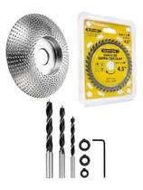 Kit 3 Brocas Para Madeira Cavilhas, Rebolo Bisel e Disco de Serra Circular 4.5 madeira mdf entalhe corte moldura marcenaria profissional