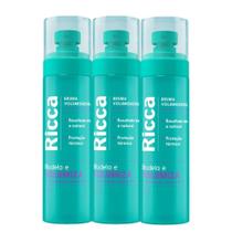 Kit 3 Bruma Modeladora Volumizadora Protetor Térmico Volume Cabelo Ricca 150ml