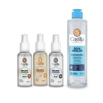 Kit 3 Brumas Castilla + Água Micelar 250mL Skincare e Fixação com Ativos Naturais