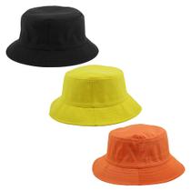 Kit 3 Bucket Masculino E Feminino Preto, Amarelo E Laranja