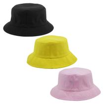 Kit 3 Bucket Masculino, Feminino Preto, Amarelo E Rosa Claro