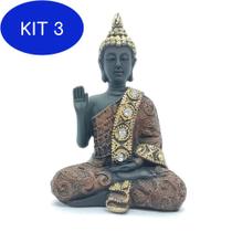 Kit 3 Buda Com Pedras G Preto - Mão Direita Levantada - Master Chi