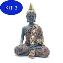 Kit 3 Buda Com Pedras G Preto - Mãos Abaixadas - Master Chi