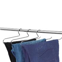 Kit 3 Cabide Aço Resistente Para Calça Jeans Legging Guarda Closet Cromado Arthi