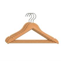 Kit 3 Cabide de Madeira para Roupas Calça Adulto com Barra Antideslizante Kit 3 Cabide de Madeira para Roupas Calça Adulto com Barra Antideslizante