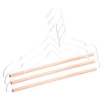 Kit 3 Cabide Ferreiro Com Barra Em Madeira Para Organização