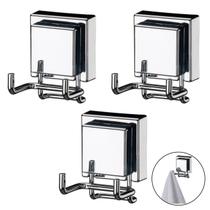 Kit 3 Cabide Gancho Duplo Inox Multiuso Com Ventosa Para Toalhas Objetos Utensílios Banheiro - Future