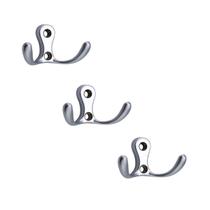 Kit 3 cabide gancho duplo italy line 9015 cromado polvo com parafusos