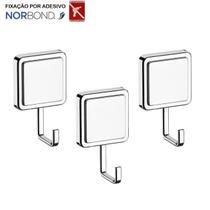 Kit 3 Cabide Gancho Multiuso Para Toalha Objetos Banheiro Adesivo Dupla Face Cromado - Future