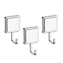 Kit 3 Cabide Gancho Multiuso Para Toalha Objetos Banheiro Adesivo Dupla Face Cromado - Future