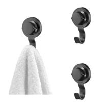 Kit 3 Cabide Gancho Porta Toalha Suporte Multiuso Ventosa Parede Banheiro Preto Fosco - Future