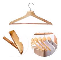 Kit 3 Cabide Madeira Gancho Giratório Marfim Verniz Premium