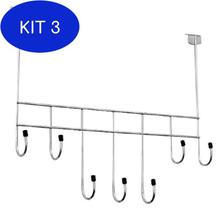 Kit 3 Cabide Porta 7 Ganchos Cromado 35 Cm - 18454