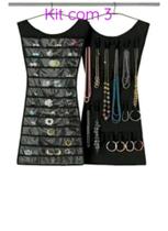 Kit 3 cabide porta joias brincos pulseiras colar anel organizador de bijuterias 2 em 1
