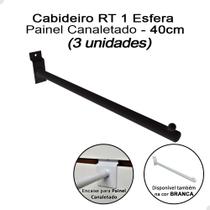 Kit 3 Cabideiro Rt C/ Esfera 40cm Painel Canaletado Loja Preto
