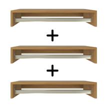 Kit 3 Cabideiros de parede suspenso 60x25x11,5 Amadeirado