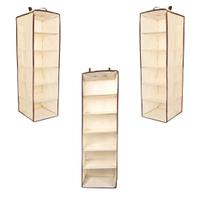 Kit 3 Cabideiros Vertical Bege Tecido Para Roupa Bege