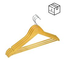 Kit 3 Cabides de Madeira Adulto Camisa Calça Gancho Metal Kit 3 Cabides de Madeira Adulto Camisa Calça Gancho Metal