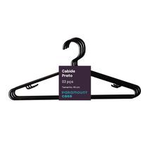 Kit 3 Cabides de Plástico Preto Paramount 40 cm